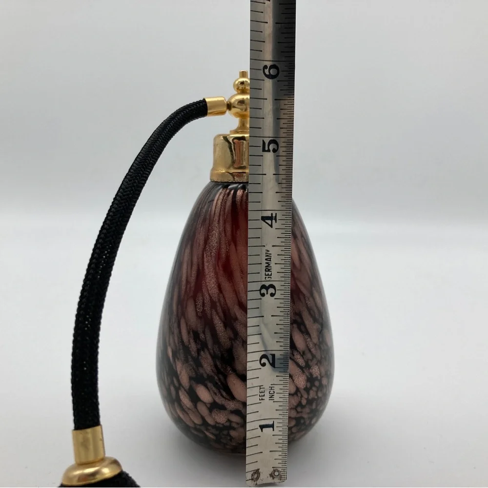 Vintage Empty Atomizer Bottle with Tassel - Sparkly Brushstroke Pattern Glass